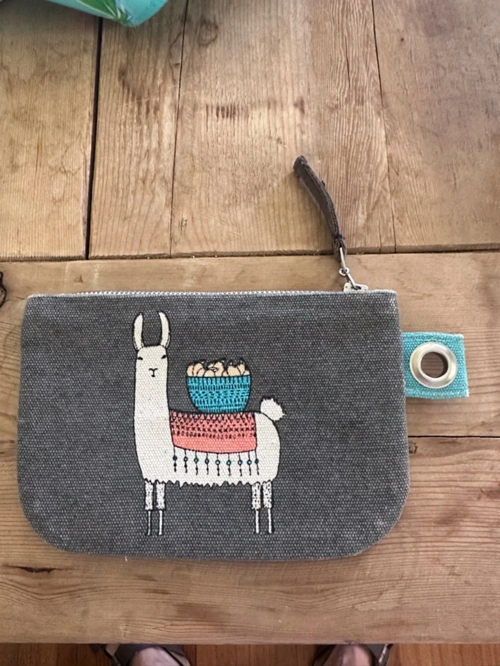 Danica Studio Llama Wristlet Wallet Pouch Canvas Zip Bag CosmeticLlamas Print